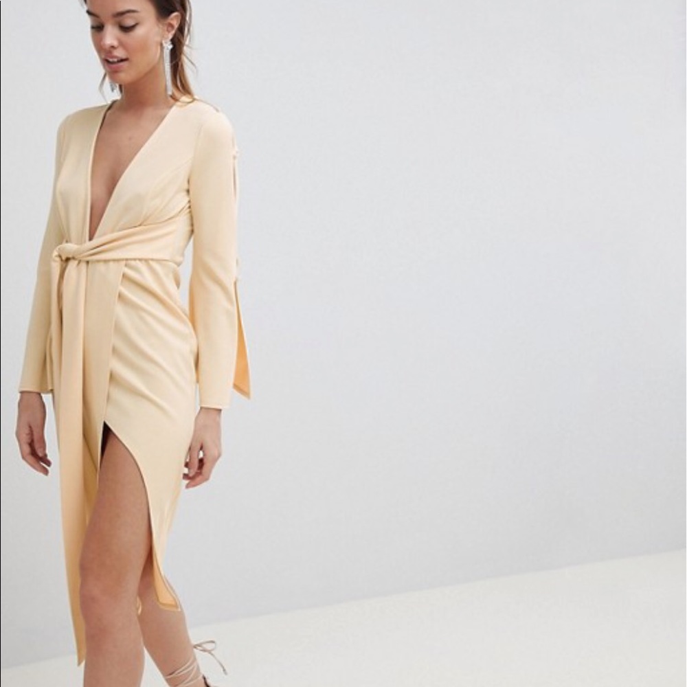 Cream/pastel yellow kimono midi dress